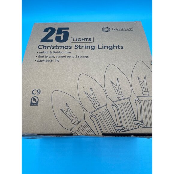 25-Light C9 Christmas String Lights Green Wire Indoor/Outdoor Use End-To-End Con - Picture 2 of 5
